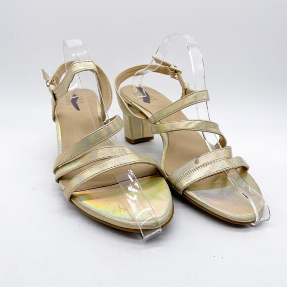 Naturalizer Bridget2 Women's Gold Iridescent Strappy Block Heel Sandals Size 11
